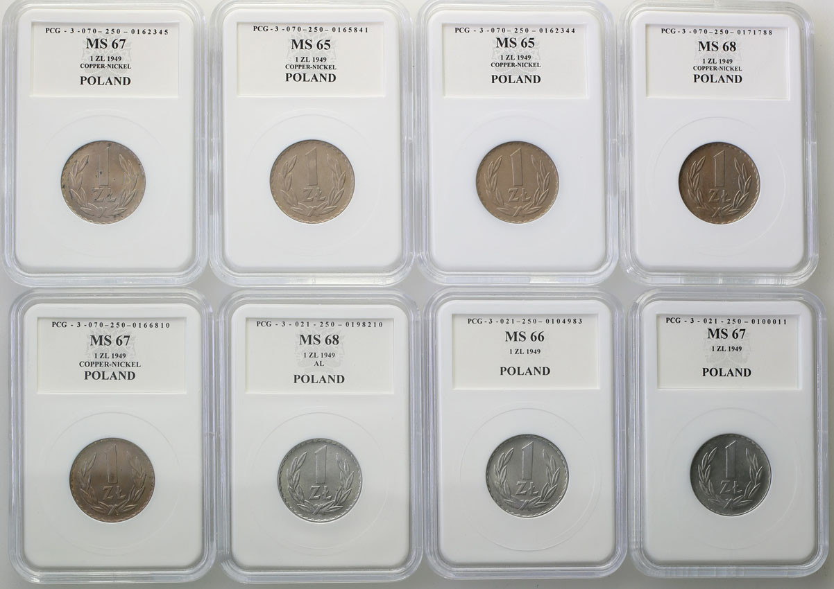PRL. Zestaw monet 1 złoty 1949 - 8 sztuk